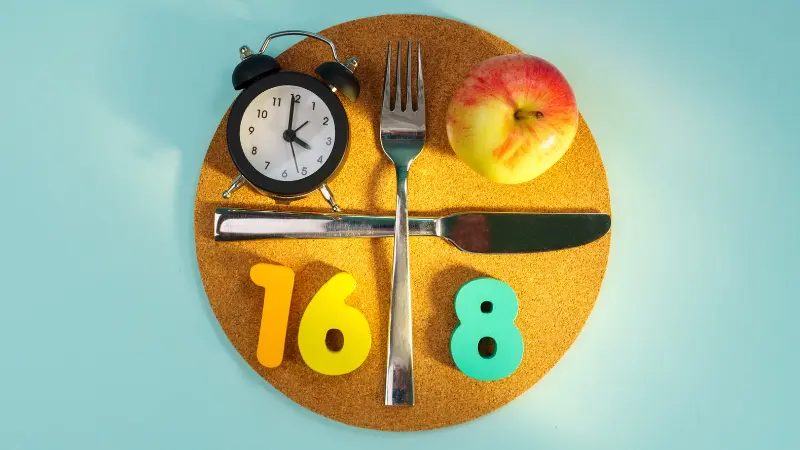 16時間断食ダイエットの図解：「16時間断食ダイエットのスケジュールを示す図」